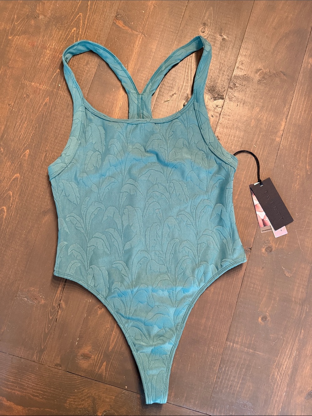 Twenty Montreal 3-D Swim Thong Swimsuit Raised Leaf Print 🍃 New With Tags M - Picture 3 of 4